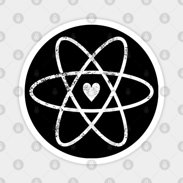 Atomic Symbol + Heart, Distressed Magnet by Decamega